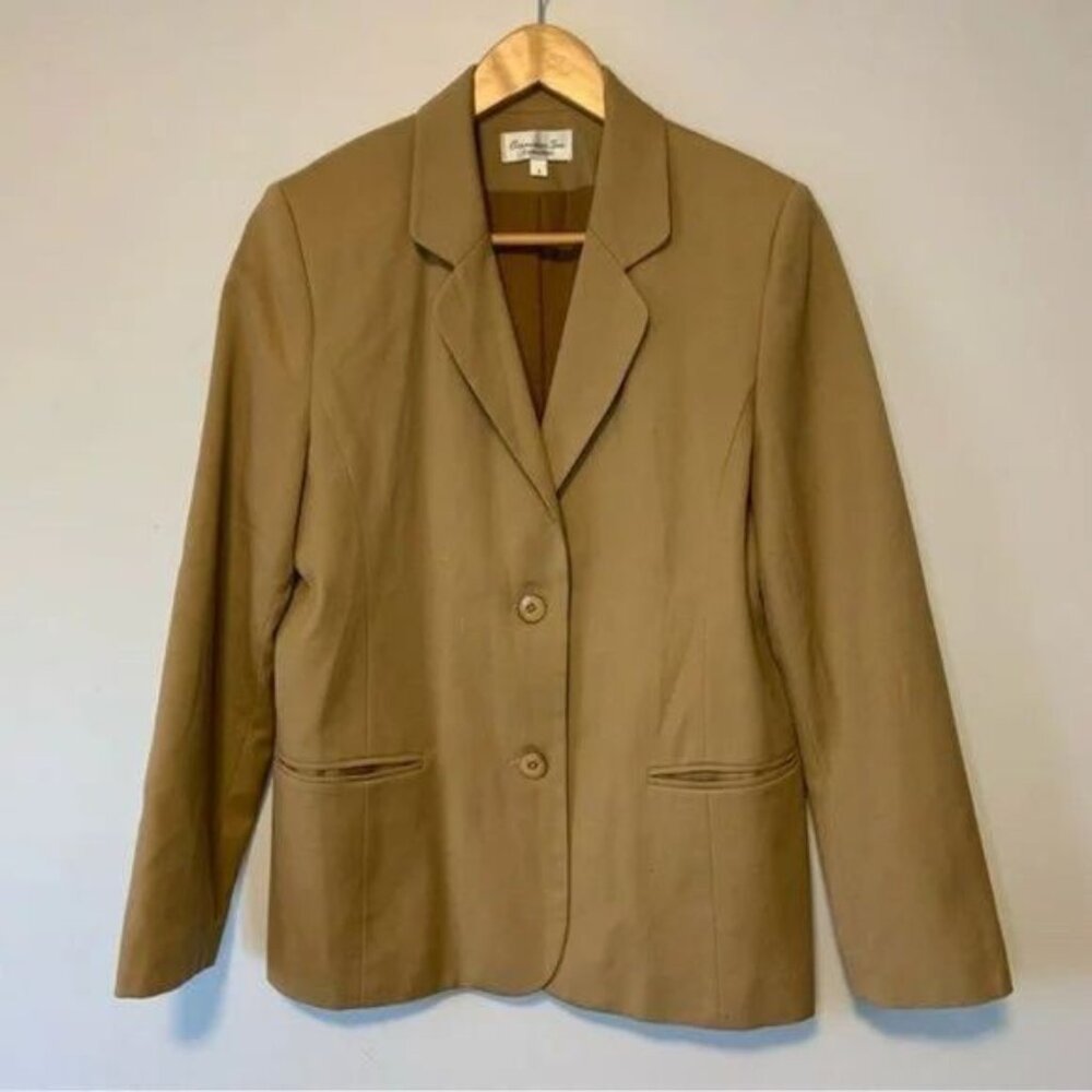 Vintage camel color oversized blazer jacket double pockets and double button 6